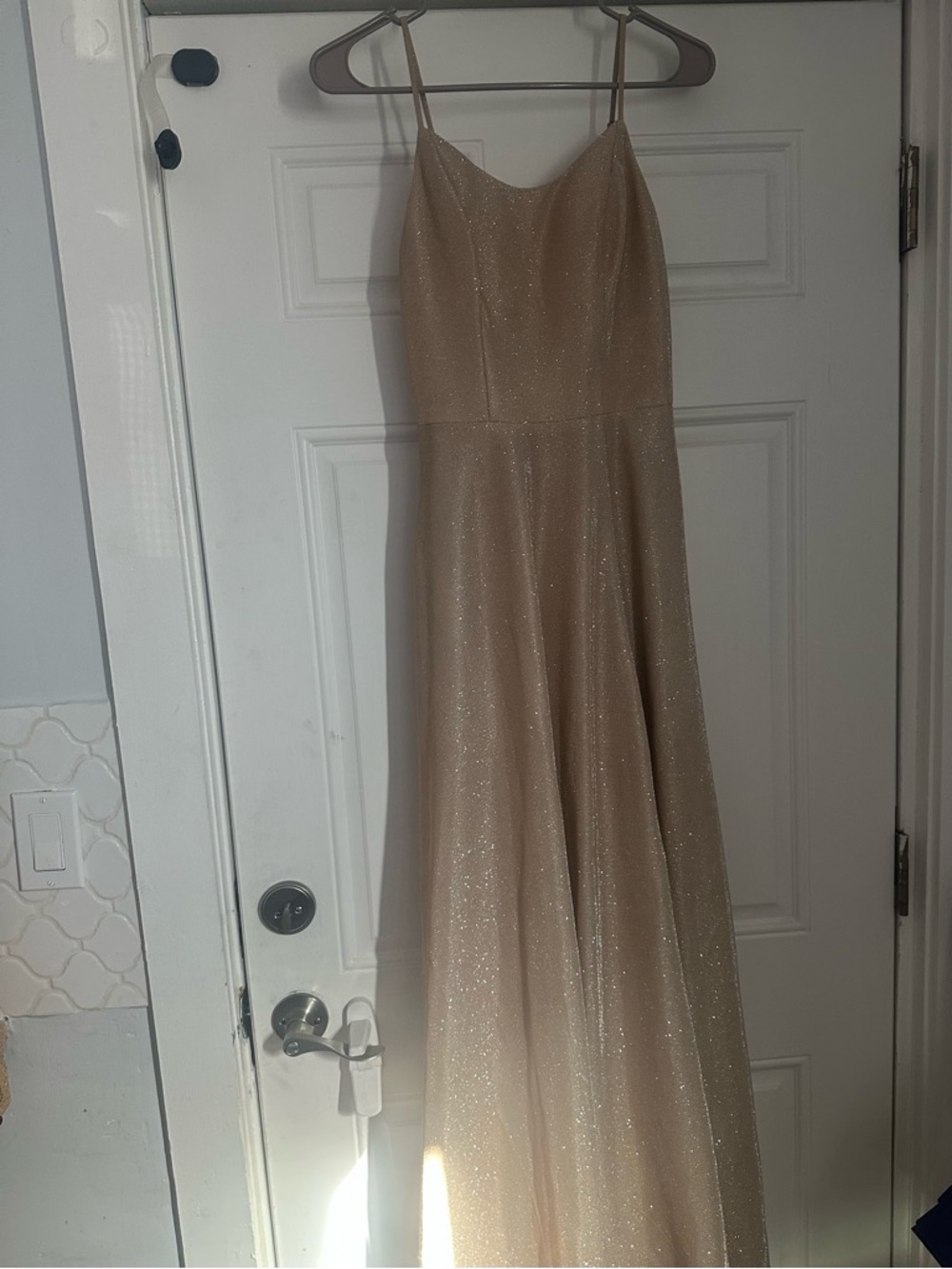 Sparkle Maxi Slip Dress in Champagne
